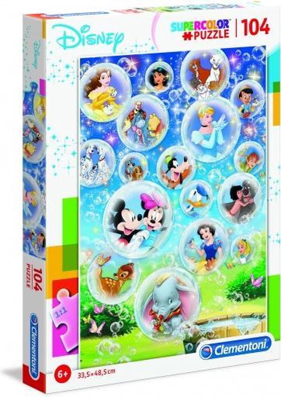 Clementoni - Puzzel - 104 Stukjes - Superkleur Karakters - Puzzel Voor ...