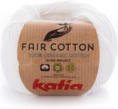 Katia Fair Cotton Wit Kleurnr. 1 - 1 bol - biologisch garen - haakkatoen - amigurumi - ecologisch - haken - breien - duurzaam - bio - milieuvriendelijk - haken - breien - katoen - wol - biowol - garen - breiwol - breigaren
