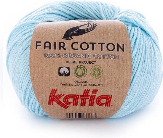 Katia Fair Cotton Bleu clair - 1 pelote - fil bio - coton au crochet -  amigurumi -... | bol