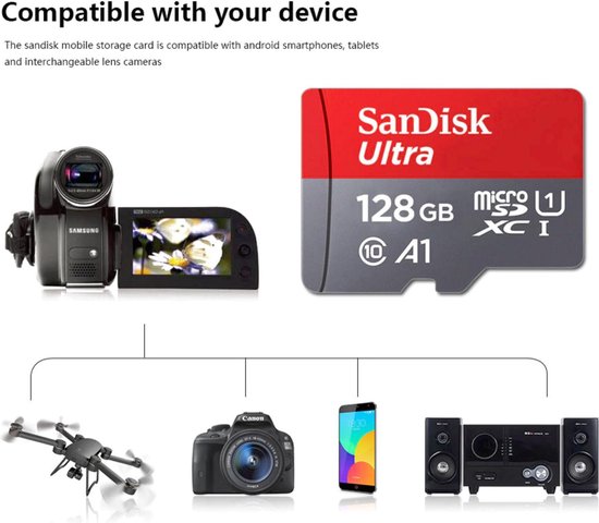SanDisk Ultra Micro SDXC 128GB - UHS1 & A1 - met adapter