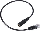 3,5 mm Jack naar RJ9 PC / mobiele telefoons Headset naar kantoor telefoon adapter converter kabel, lengte: 31cm (zwart)