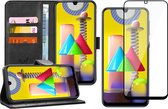 Samsung M31 Hoesje en Samsung M31 Screenprotector - Samsung Galaxy M31 Hoesje Book Case Leer Wallet Zwart + Screen Protector Full