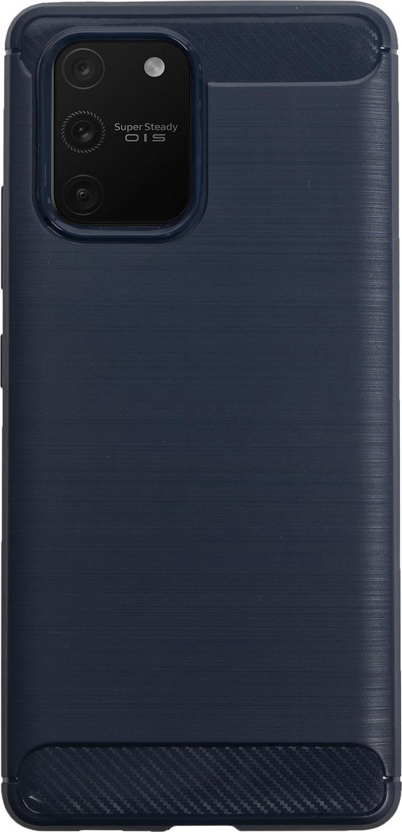 BMAX Carbon soft case hoesje geschikt voor Samsung Galaxy S10 Lite / Soft cover / Telefoonhoesje / Beschermhoesje / Telefoonbescherming - Blauw