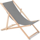 Houten ligstoel - strandstoel- gemaakt van hoogwaardig beukenhout met drie verstelbare rugleuningposities