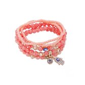 Kralen Ibiza Armband - Fatima Had met Strass Stenen - Oranje