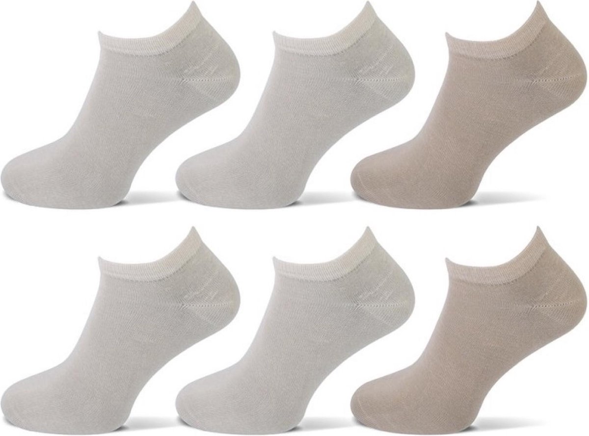 Teckel Sokken sneaker 6 paar - Beige - Multipack Unisex Maat 39-42