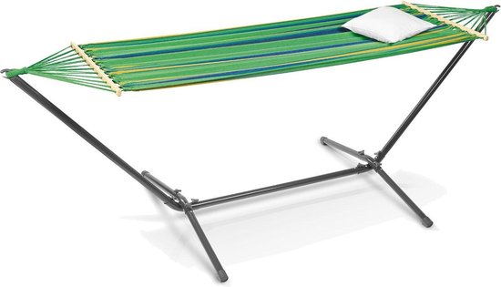 Hangmat met onderstel groen gestreept | bol.com