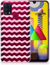 GSM Hoesje Geschikt voor Samsung Galaxy M31 Bumper Hoesje Waves Roze