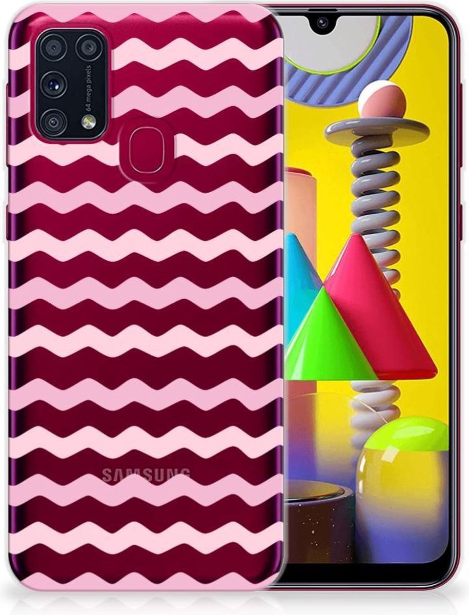 Samsung Galaxy M31 TPU bumper Waves Roze
