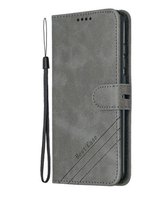 Leren Bookcase voor Samsung Galaxy A40 | Hoogwaardig PU Leren Hoesje | Lederen Wallet Case | Kaarthouder | Portemonnee | Grijs