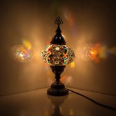 Mozaïek Lamp - Oosterse Lamp - Turkse Lamp - Tafellamp - Marokkaanse Lamp - Ø 19 cm - Hoogte 34 cm - Handgemaakt - Authentiek - Multi Kleur