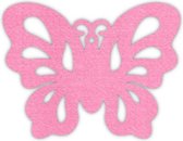 Vlinder onderzetter - Vilt - Roze - 6 stuks - 10,5 x 9,5 cm - Tafeldecoratie - Glas onderzetter - Cadeau - Woondecoratie - Woonkamer - Tafelbescherming - Onderzetters Voor Glazen -