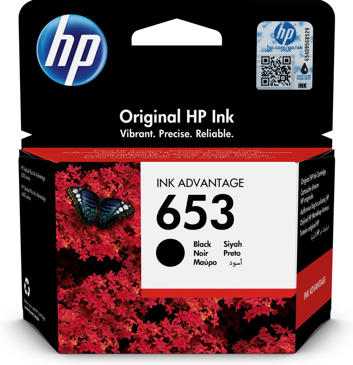 HP 653 Black Original Ink Advantage Cartridge inktcartridge 1 stuk(s) Origineel Normaal rendement Zwart