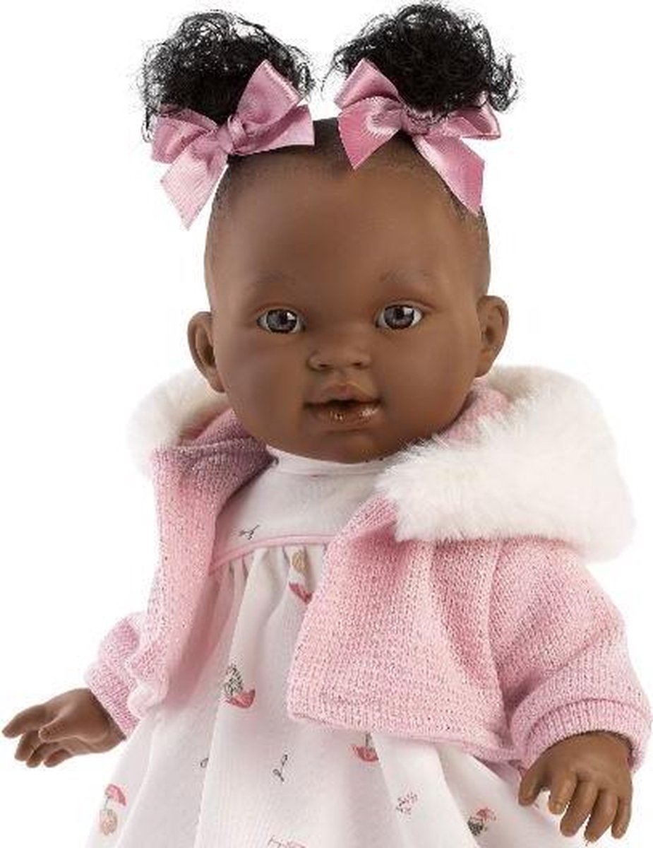 Llorens babypop donker softbody 38 cm met kleding en geluid