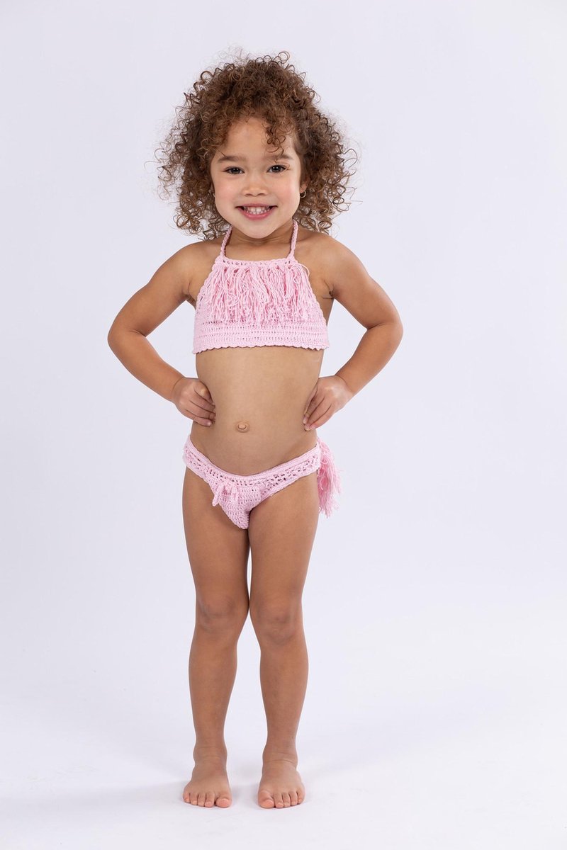 Our Little Pearls Pink Tassel Bikini - gehaakte kinder bikini - meisjes  bikini maat L | bol.com