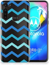 Telefoon Hoesje Motorola Moto G8 Power Siliconen Back Cover Zigzag Blauw