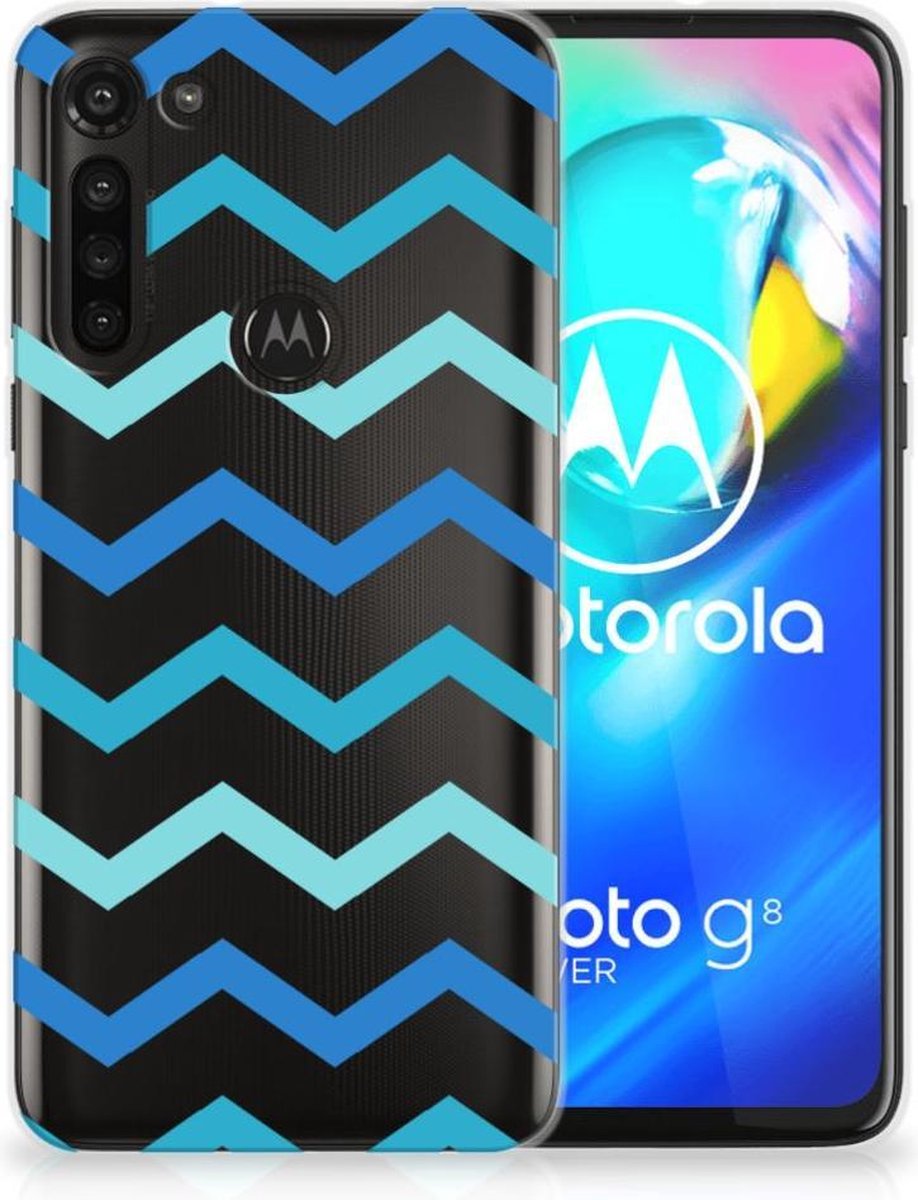 Motorola Moto G8 Power TPU bumper Zigzag Blauw