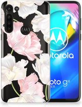 GSM Hoesje Motorola Moto G8 Power Back Case TPU Siliconen Hoesje Doorzichtig Mooie Bloemen