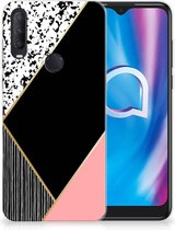 Telefoonhoesje Alcatel 1S (2020) TPU Silicone Hoesje Black Pink Shapes