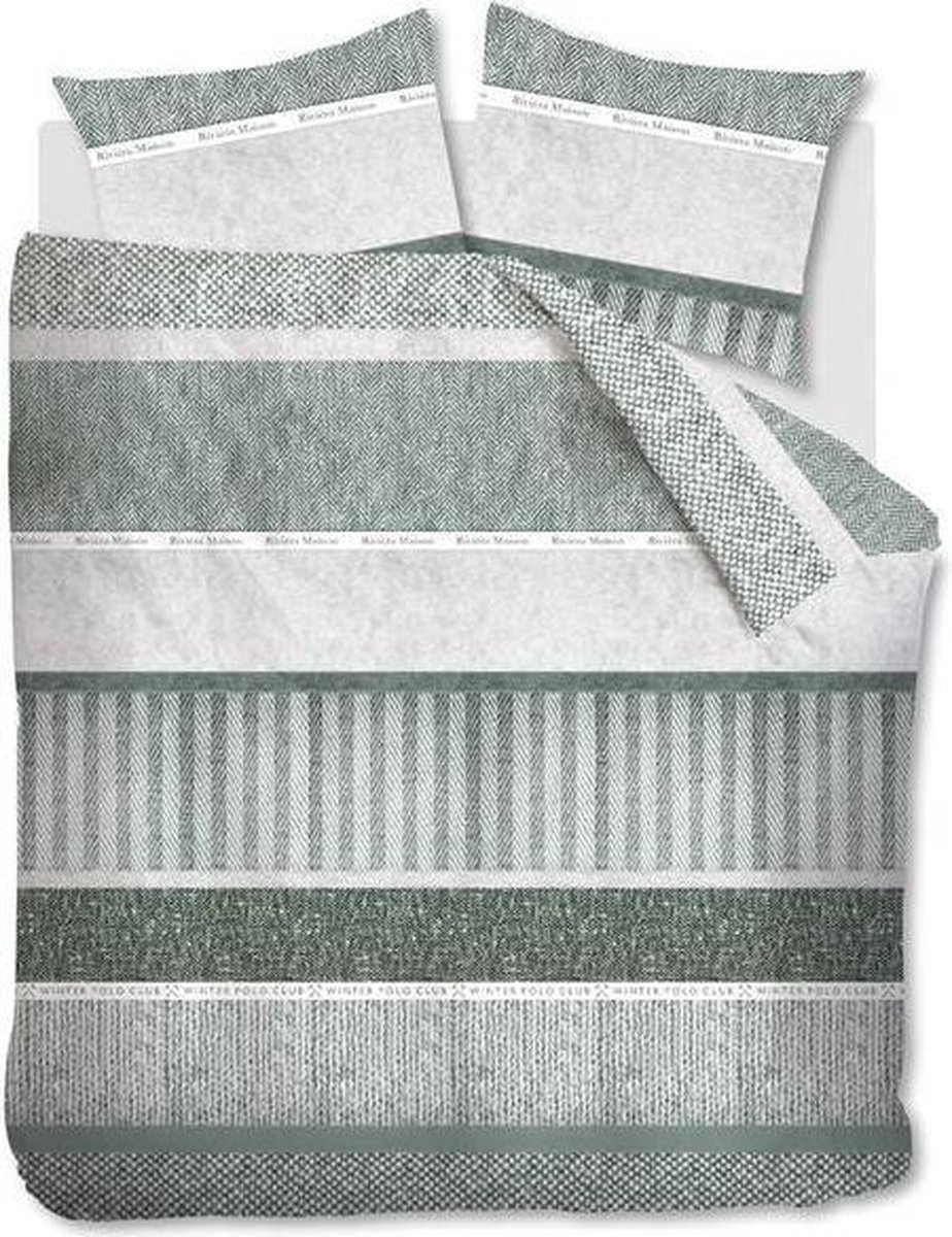 Riviera Maison Winterclub dekbedovertrek - Lits-Jumeaux - 240x200/220 - Groen