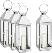 Cilio Villa 60 cm - 4 stuks - RVS lantaarn met glas - Glans gepolijst - Windlicht - Roestvrij staal - Hoogwaardige kwaliteit