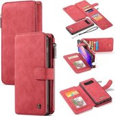 CaseMe - Samsung Galaxy S10 Plus hoesje - Wallet Book Case met Ritssluiting - Rood