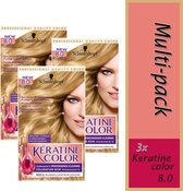 Schwarzkopf Keratine Color haarkleuring - 8.0 natuurlijk blond- multi pack- 3 stuks