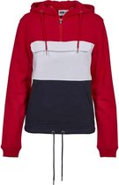 Urban Classics Hoodie/trui -M- Color Block Sweat Pull Over Blauw/Rood