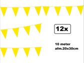 12x Vlaggenlijn geel 10 meter - vlaglijn festival feest party verjaardag thema feest kleur