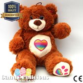 Bruine Pluche Knuffel Beer met Regenbooghart 25 cm