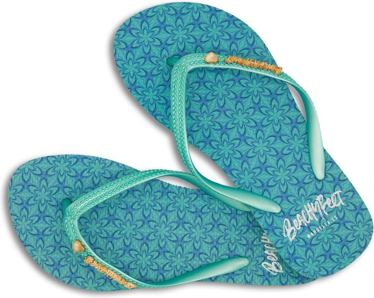 BeachyFeet Teenslipper Dames Larimar Blauw - Maat 35-36