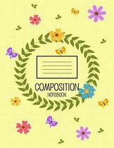 Composition Notebook: Floral College notebook Flowers yellow backdrop