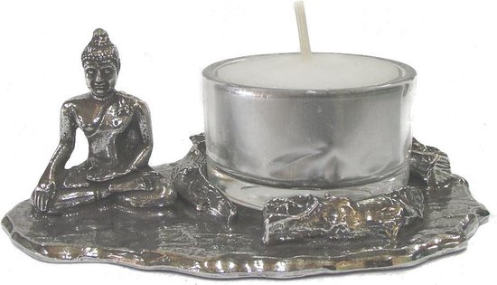 Bouddha de la terre avec bougie chauffe-plat - Urne animale en frêne pour votre animal bien-aimé