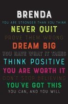 Brenda You Are Stronger Than You Think Never Quit Prove Them Wrong Dream Big You Have What It Takes Think Positive You Are Worth It Dont Stop Believin