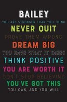 Bailey You Are Stronger Than You Think Never Quit Prove Them Wrong Dream Big You Have What It Takes Think Positive You Are Worth It Dont Stop Believin