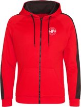 FitProWear Sportvest Heren Rood/Zwart Maat XXL - Sportkleding - Vest - Polyester - Zoodie - Hooded - Vest met rits