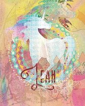 Leah: Colorful Rainbow Unicorn - 100 Pages 8''X10'' Girl's Composition Wide Ruled Notebook