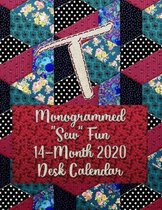 T: Monogrammed ''Sew'' Fun 14-Month 2020 Desk Calendar