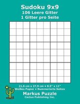 Sudoku 9x9 - 106 leere Gitter: 1 Gitter pro Seite; 21,6 cm x 27,9 cm; 8,5'' x 11''; Wei�es Papier; Seitenzahlen; Su Doku; Nanpure; 9 x 9 R�tseltafel