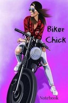 Biker Chick Notebook: Purple motorcyle female lined paperback jotter