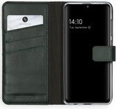 Samsung Galaxy A41 Hoesje met Pasjeshouder - Selencia Echt Lederen Booktype - Groen