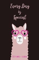 Every Day is Special 2020 Planner + Calendar: Daily + Weekly I Time-Blocking Layout - Black and Pink Fun Llama Design