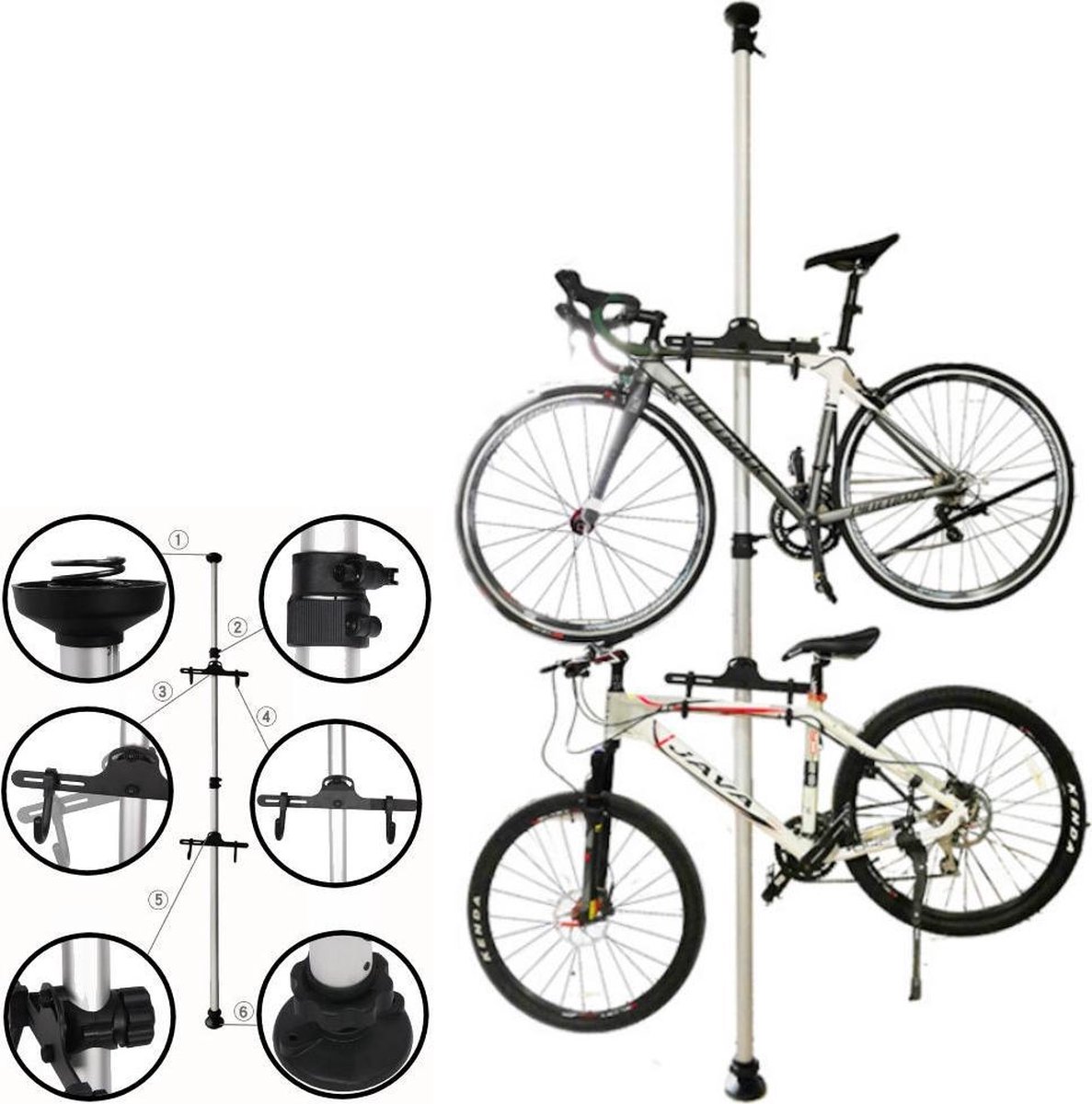 Tubiaz Lot de 2 supports de vélo pour 6 vélos, montage au sol ou au mur,  support multiple, convient pour les vélos de 35-55 cm, espace de