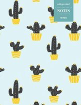 College Ruled Notes 110 Pages: Cactus Floral Notebook for Professionals and Students, Teachers and Writers - Bright Yellow Pottery and Cactus Pattern