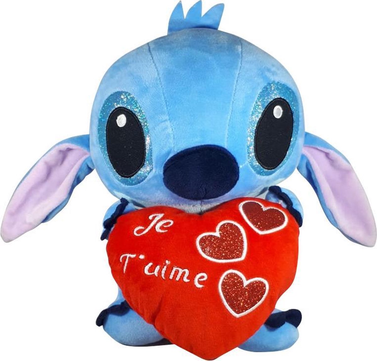 Doudou peluche Stitch 35 cm Carte As de Coeur Alice I Love You
