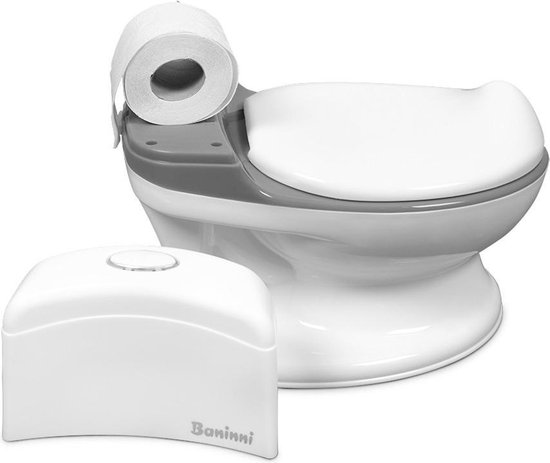 Baninni - Pot de Toilette Bébé avec son Pippe - Gris et Blanc