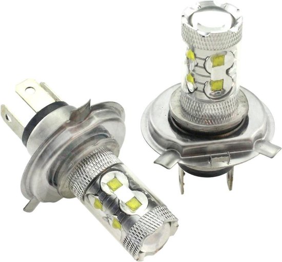 Prisnedsættelse oversøisk Garderobe H4 autolamp set | LED koplamp 50 Watt | 10-SMD xenonwit 6000K met lens |  12-24V | bol.com