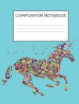 Composition Book: Cute Mosaic Multicolored Unicorn Girls Elementary School Wide Ruled 120 Pages