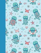 Adorable Seafaring Jellies: Wide Ruled Composition Notebook