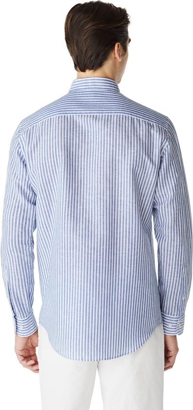 steno Fantasierijk zanger McGregor Heren Regular fit gestreept overhemd in katoen linnenblend - Maat  XL | bol.com